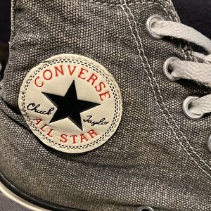 Converse Grey Denim High Tops M:8 W:10 Chuck Taylor 147034C